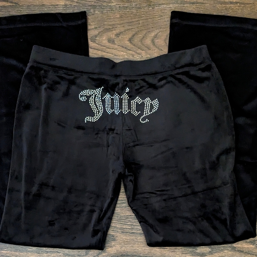 New Plush Juicy Couture Bedazzled Bling Velvet Jogger Track Pants XL